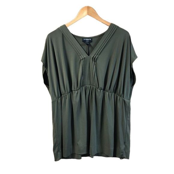 Liz Claiborn Woman Khaki Green Blouse 1X - Picture 1 of 4